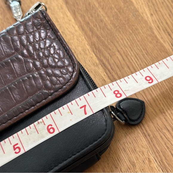 Brighton Black Brown Leather Crossbody Organizer Zip Around Wallet - Picture 14 of 15